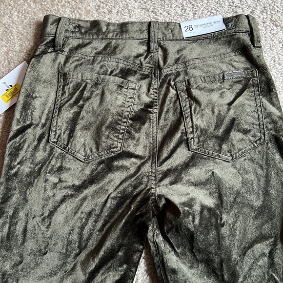 7 For All Mankind high waist ankle skinny jeans green velvet size 28 pants - Picture 6 of 6